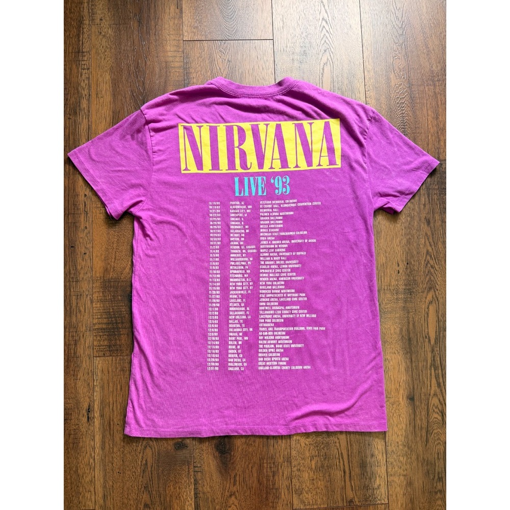 Nirvana Women's XXS Purple Tie Dye Smiley Face Graphic Band T-Shirt - Picture 2 of 5